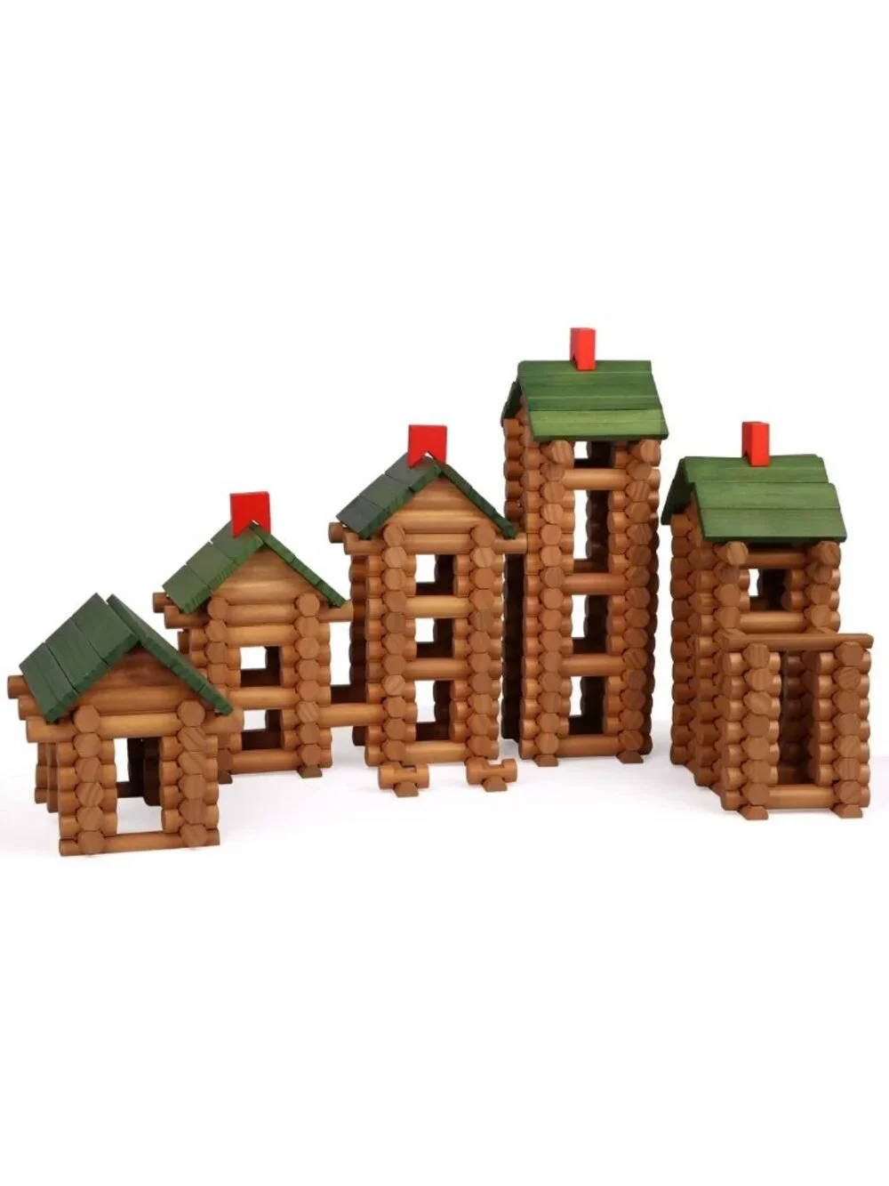 530 Pcs Wooden Building Logs Set for Kids 3+, Creative Construction Toys
